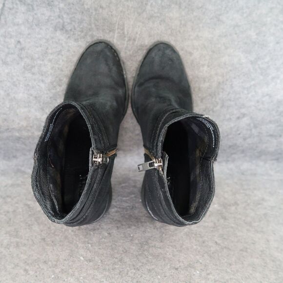 Born Shoes Womens 6 Booties Morocco Leather Distressed Buckle Strap Black Zip - Picture 8 of 16